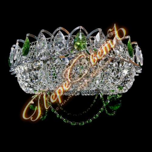 Кольцо Ожерелье - 10450, цв. к - цвет камня зеленый