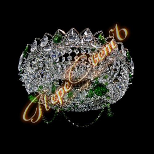 Кольцо Ожерелье - 10450, цв. к - цвет камня зеленый