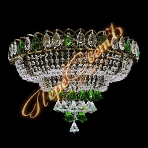 1053/881*Ц Кольцо двойной Купол (Пирамида 40), цв.к (зелёный)