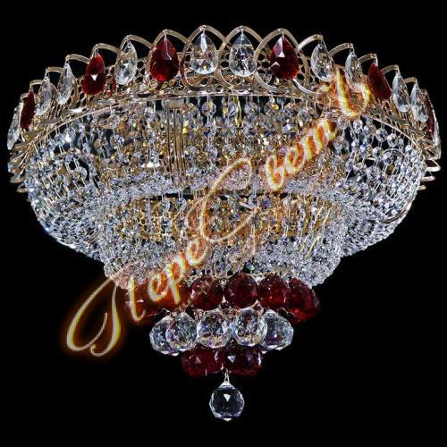 1053/881*Ц Кольцо двойной Купол (Шар 40), цв.к (красный)