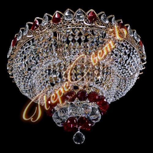 1053/881*Ц Кольцо двойной Купол (Шар 40), цв.к (красный)