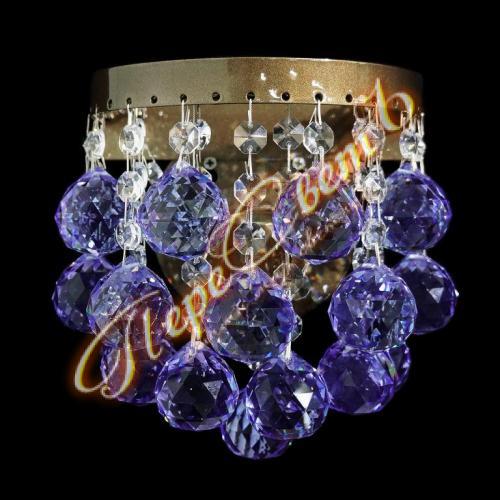 Бра Элегия Виноград (Шар 40), сиреневый шар, бронза