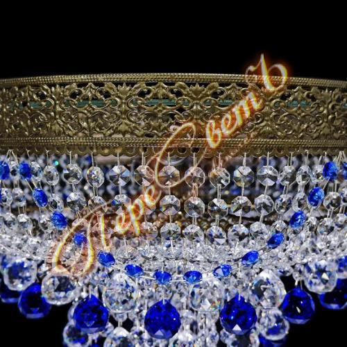 Люстра Италия 16 Феерия (Шар синий), под бронзу